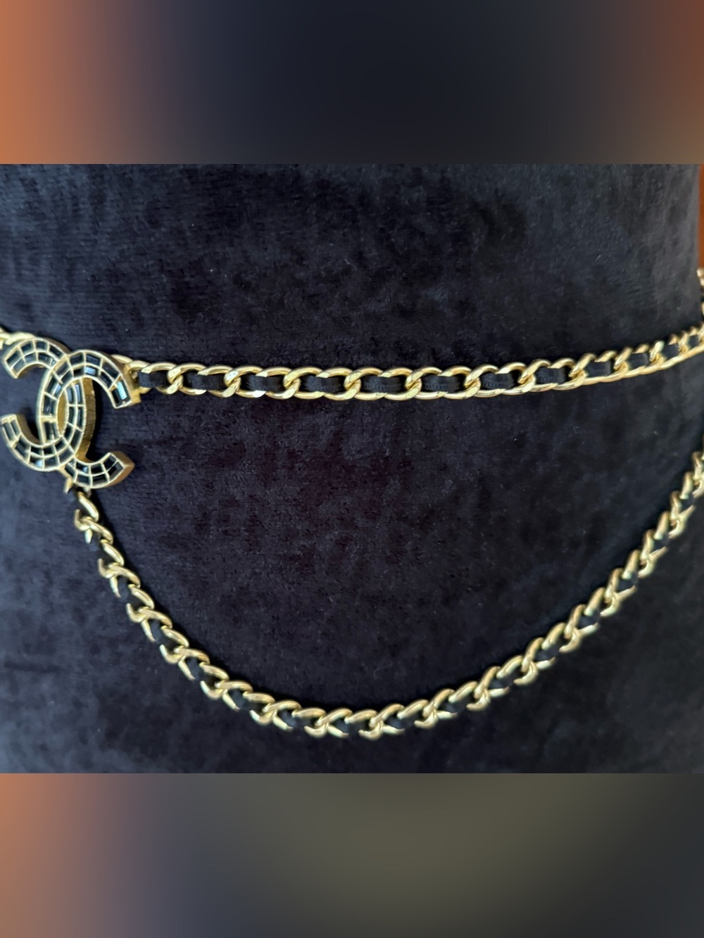 CHANEL Gold Chain Belt/ Necklace with Iconic Mosaic Double CC Charm